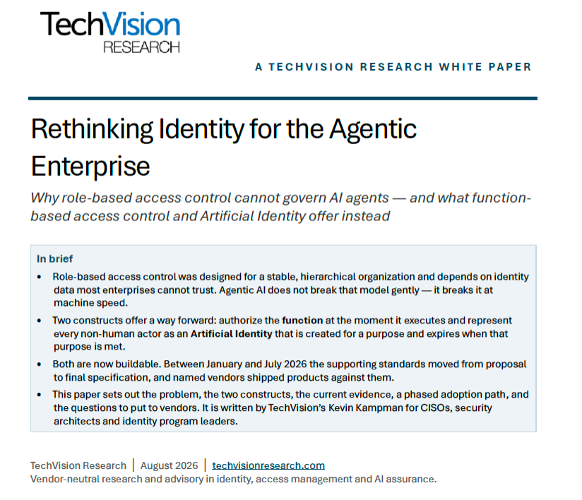 Cover of the TechVision Research white paper, Rethinking Identity for the Agentic Enterprise